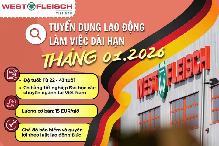 Thông báo tuyển lao động Đức tháng 01/2026
